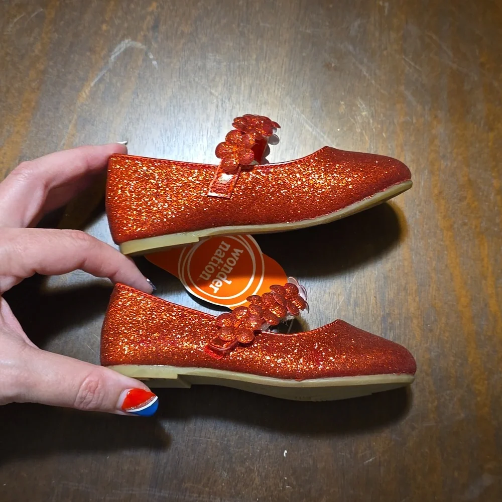 Wonder Nation‎ Red Glitter Dress Shoes for Girls- Size 7